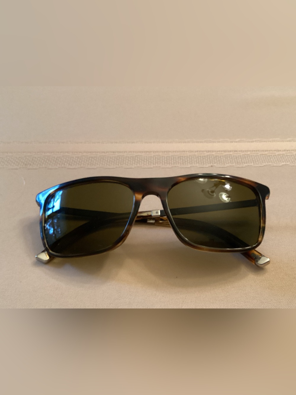 Tortoiseshell Square Sunglasses - Dark Green Lenses